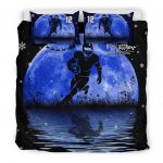 Personalized Football Duvet Cover Set, America Football Blue Moon Player Gift Idea Duvet Cover & Pillowcases, Custom Name Number Bedding Set