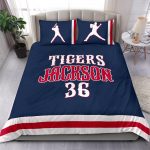 Personalized Baseball Duvet Cover Set, Baseball Player Gift Idea Blue Denim Duvet Cover & Pillowcases, Custom Name Number Bedding Set