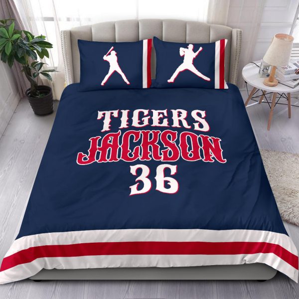 Personalized Baseball Duvet Cover Set, Baseball Player Gift Idea Blue Denim Duvet Cover & Pillowcases, Custom Name Number Bedding Set