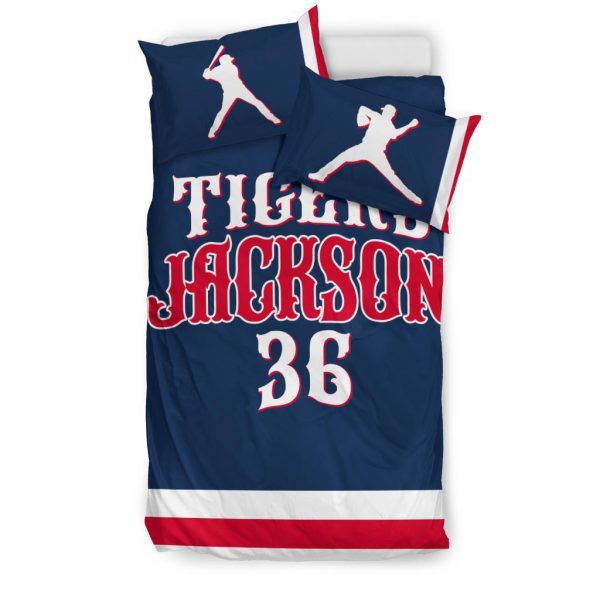 Personalized Baseball Duvet Cover Set, Baseball Player Gift Idea Blue Denim Duvet Cover & Pillowcases, Custom Name Number Bedding Set