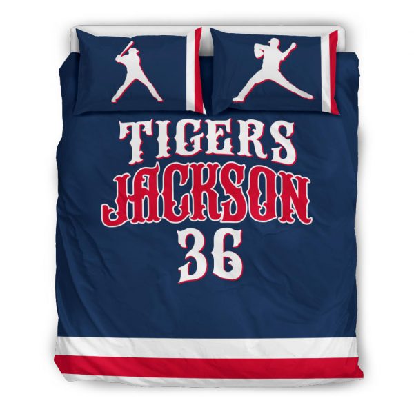 Personalized Baseball Duvet Cover Set, Baseball Player Gift Idea Blue Denim Duvet Cover & Pillowcases, Custom Name Number Bedding Set