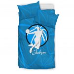 Personalized Basketball Duvet Cover Set, Basketball Boy Blue Player Gift Idea Duvet Cover & Pillowcases, Custom Name Bedding Set