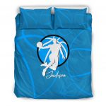 Personalized Basketball Duvet Cover Set, Basketball Boy Blue Player Gift Idea Duvet Cover & Pillowcases, Custom Name Bedding Set