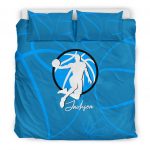 Personalized Basketball Duvet Cover Set, Basketball Boy Blue Player Gift Idea Duvet Cover & Pillowcases, Custom Name Bedding Set