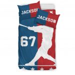Personalized Baseball Duvet Cover Set, Baseball Boy Red And Blue Player Gift Idea Duvet Cover & Pillowcases, Custom Name Number Bedding Set