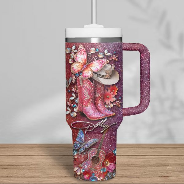 Dolly Parton Music Custom Stanley Quencher 40oz Stainless Steel Tumbler With Handle