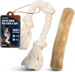 Coffee Wooden Chews for Dogs & Natural Rope Toys - 100% Coffee Stick Dog Chew for Teething, Stress Relief, Dental Health, Organic Dog Toys - Real Wood Toy- Size S