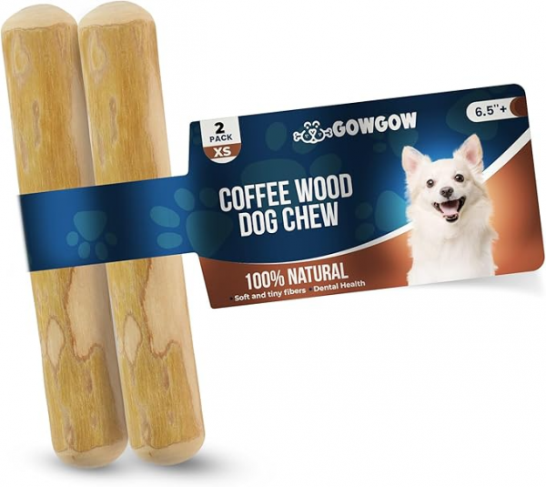 Coffee Wood Dog Chew Stick, 2 Pack Size Extra Small, Dog Teeth Cleaning & Relieve Stress, Organic Toys