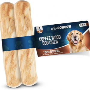 Coffee Wood Dog Chew Stick, 2 Pack Size Large, Dog Teeth Cleaning & Relieve Stress, Organic Toys
