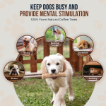 Real Coffee Wood Chews for Dogs & Dog Rope Toys, 100% Natural Chew for Dogs - Organic Stick for Teeth Cleaning, Training - Wood Stick for Medium & Large Dogs - Size M