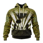 NHL St Louis Blues Special Military Camo Kits For Veterans Day And Rememberance Day Graphic Hoodie