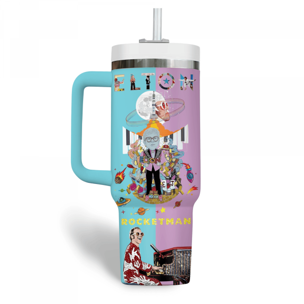 Elton John Music Custom Stanley Quencher 40oz Stainless Steel Tumbler With Handle