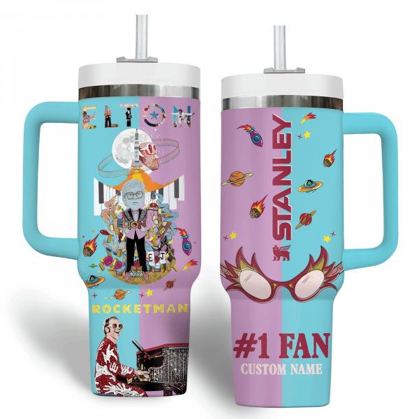 Elton John Music Custom Stanley Quencher 40oz Stainless Steel Tumbler With Handle