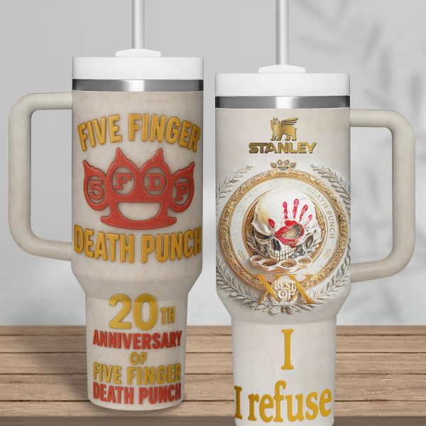 Five Finger Death Punch Music Custom Stanley Quencher 40oz Stainless Steel Tumbler With Handle