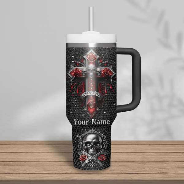 Guns N‚Äô Roses Music Custom Stanley Quencher 40oz Stainless Steel Tumbler With Handle