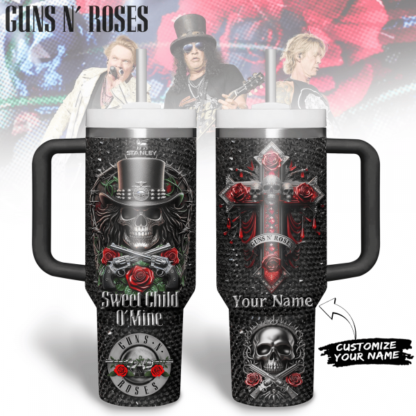 Guns N‚Äô Roses Music Custom Stanley Quencher 40oz Stainless Steel Tumbler With Handle