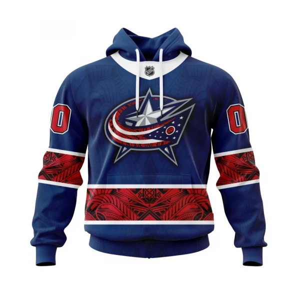 Columbus Blue Jackets, Specialized Native With Samoa Culture Graphic Hoodie