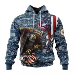 NHL Columbus Blue Jackets Honor Us Navy Veterans Graphic Hoodie
