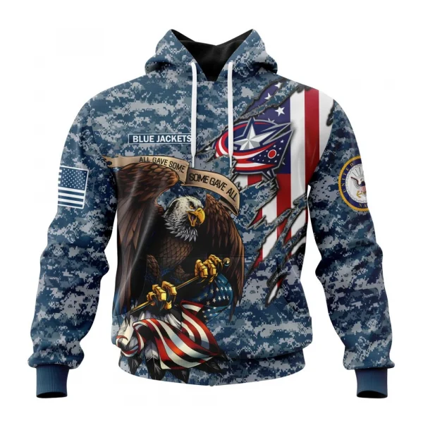 NHL Columbus Blue Jackets Honor Us Navy Veterans Graphic Hoodie