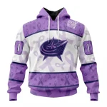 NHL Columbus Blue Jackets Special Lavender Fight Cancer Graphic Hoodie