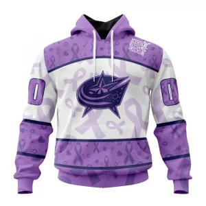 NHL Columbus Blue Jackets Special Lavender Fight Cancer Graphic Hoodie