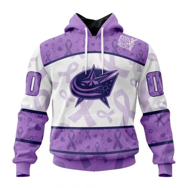 NHL Columbus Blue Jackets Special Lavender Fight Cancer Graphic Hoodie