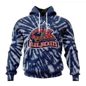 NHL Columbus Blue Jackets Special Retro Vintage Tie Dye Graphic Hoodie