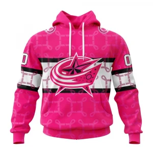 NHL Columbus Blue Jackets, Specialized Design I Pink I Can! In October We Wear Pink Breast Cancer Graphic Hoodie