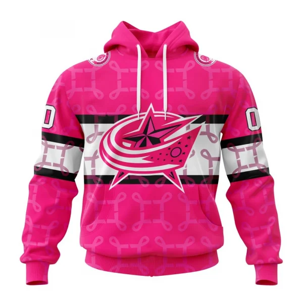 NHL Columbus Blue Jackets, Specialized Design I Pink I Can! In October We Wear Pink Breast Cancer Graphic Hoodie