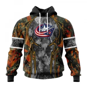 NHL Columbus Blue Jackets, Specialized Design Wih Camo Concepts For Hungting In Forest Graphic Hoodie