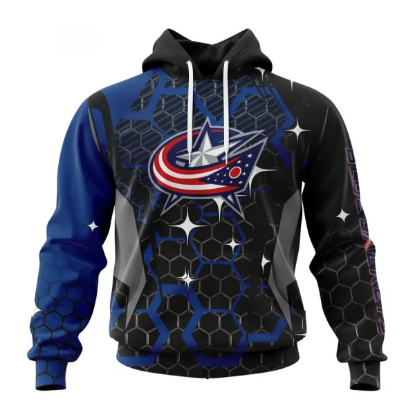 NHL Columbus Blue Jackets, Specialized Design With Motocross Syle Graphic Hoodie