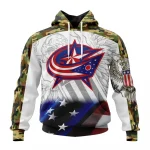 NHL Columbus Blue Jackets, Specialized Design With Our America Flag And Our America Eagle Graphic Hoodie