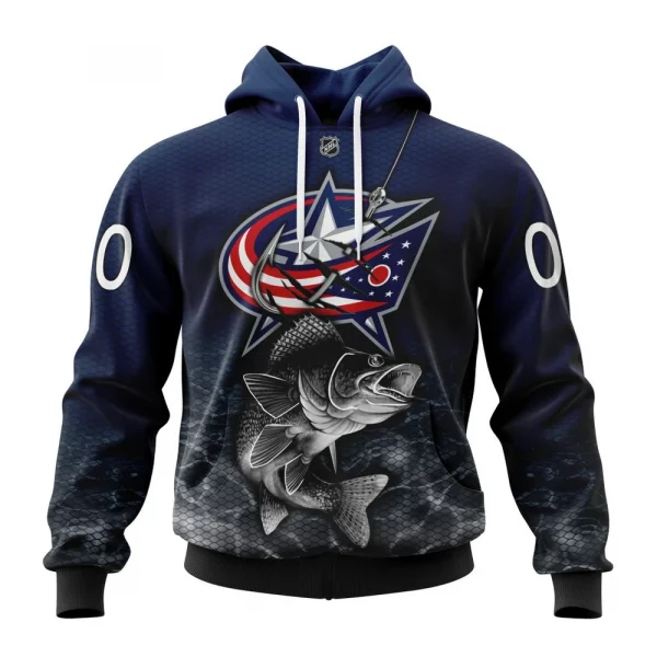 NHL Columbus Blue Jackets, Specialized Fishing Style Graphic Hoodie