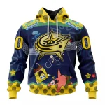 NHL Columbus Blue Jackets, Specialized Jersey With Spongebob Graphic Hoodie