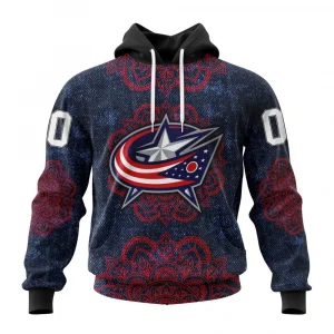 NHL Columbus Blue Jackets, Specialized Mandala Style Graphic Hoodie