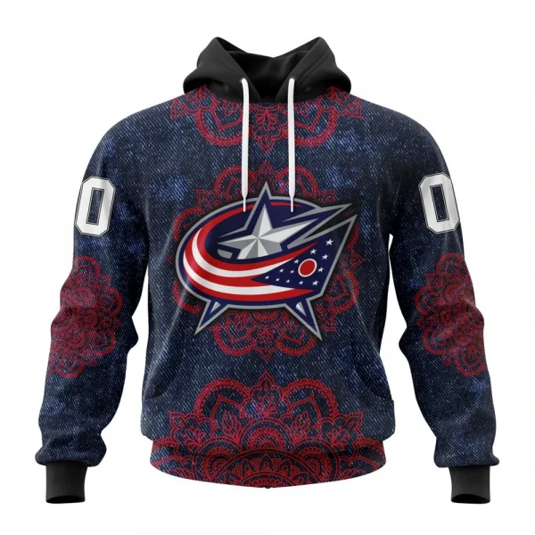 NHL Columbus Blue Jackets, Specialized Mandala Style Graphic Hoodie