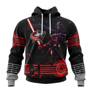 NHL Columbus Blue Jackets, Specialized Starwar Darth Vader Version Jersey Graphic Hoodie