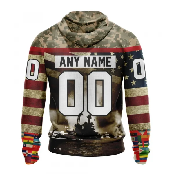 NHL Columbus Blue Jackets, Specialized Unisex Kits Remember Pearl Harbor Graphic Hoodie