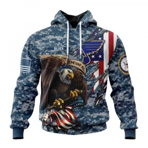 NHL St Louis Blues Honor Us Navy Veterans Graphic Hoodie