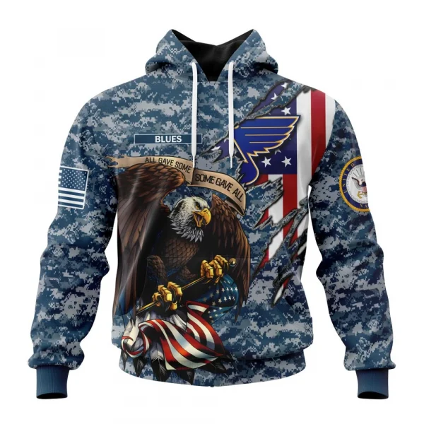 NHL St Louis Blues Honor Us Navy Veterans Graphic Hoodie
