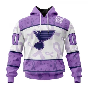 NHL St Louis Blues Special Lavender Fight Cancer Graphic Hoodie