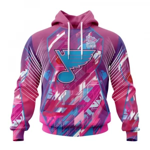 NHL St. Louis Blues, Specialized Design I Pink I Can! Fearless Again Breast Cancer Graphic Hoodie