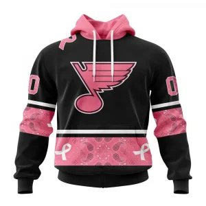 NHL St. Louis Blues, Specialized Design In Classic Style With Paisley! In October We Wear Pink Breast Cancer Graphic Hoodie