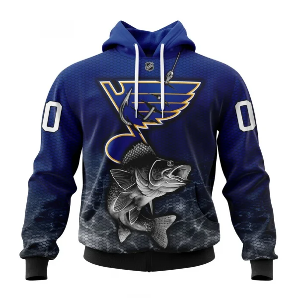 NHL St Louis Blues, Specialized Fishing Style Graphic Hoodie