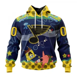 NHL St. Louis Blues, Specialized Jersey With Spongebob Graphic Hoodie