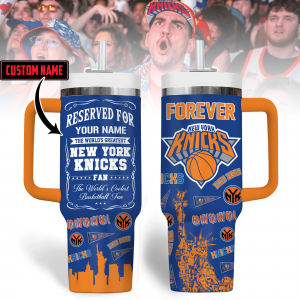 New York Knicks NBA Custom Stanley Quencher 40oz Stainless Steel Tumbler With Handle