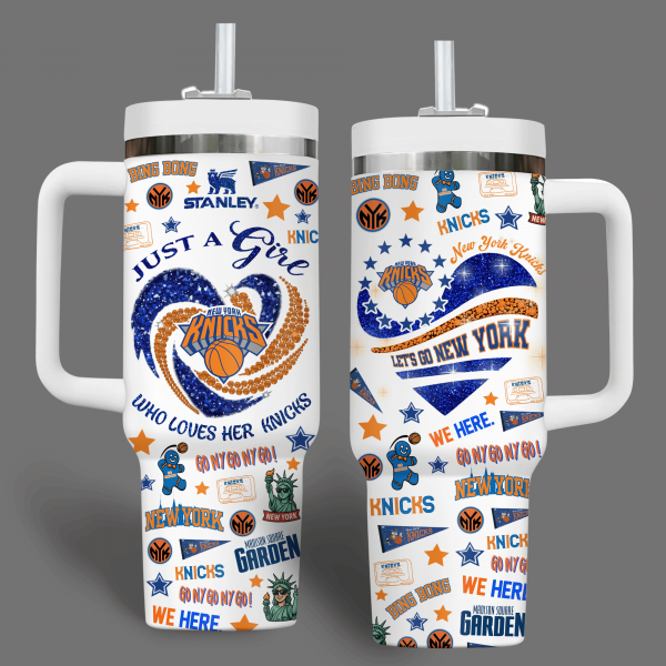 New York Knicks NBA Custom Stanley Quencher 40oz Stainless Steel Tumbler With Handle