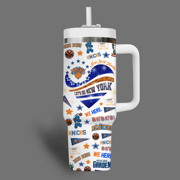 New York Knicks NBA Custom Stanley Quencher 40oz Stainless Steel Tumbler With Handle