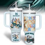 Philadelphia Eagles x Bluey NFL Custom Stanley Quencher 40oz Stainless Steel Tumbler With Handle
