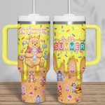 Winnie The Pooh Cartoon Custom Stanley Quencher 40oz Stainless Steel Tumbler With Handle